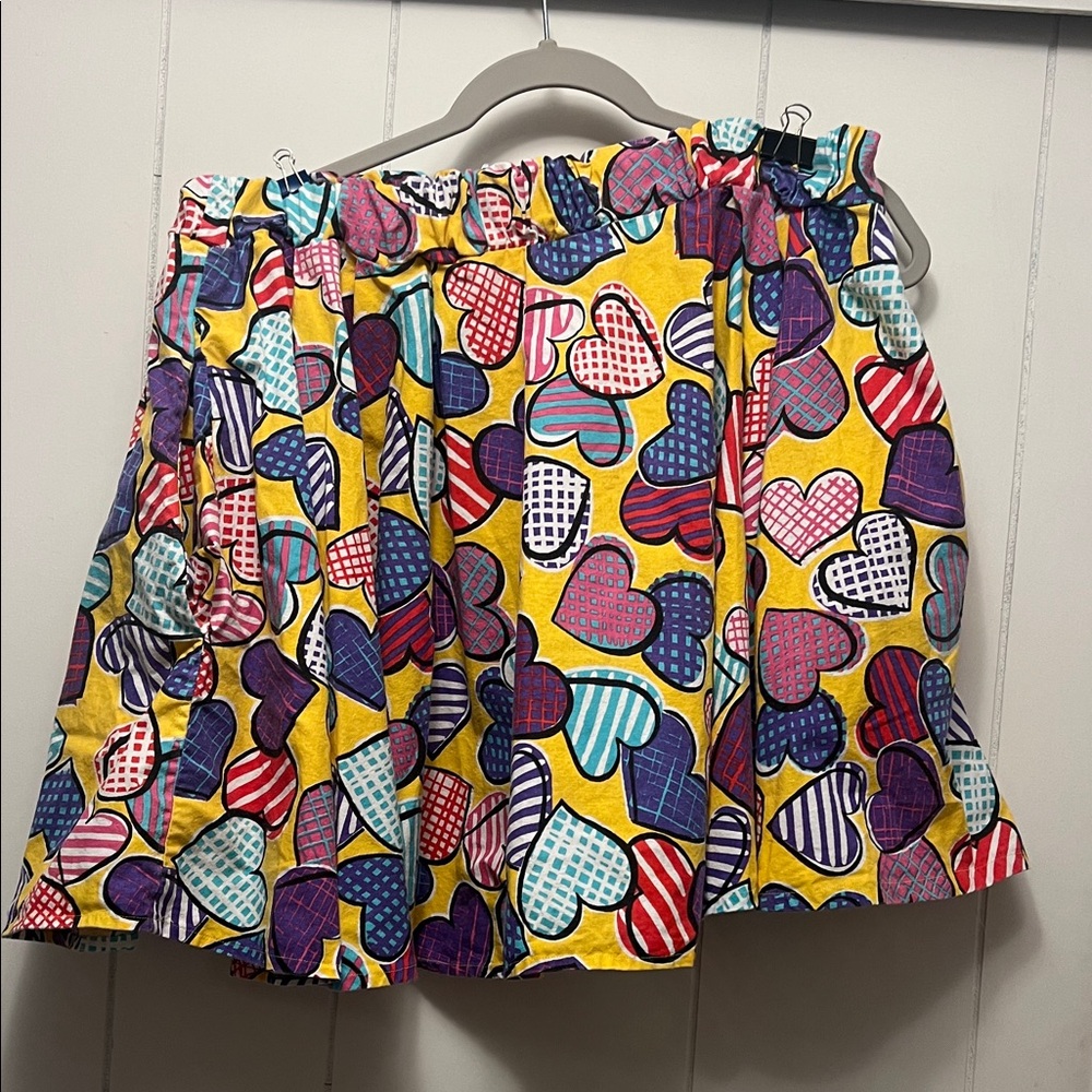 Colorful Heart Patterned Skirt large XL